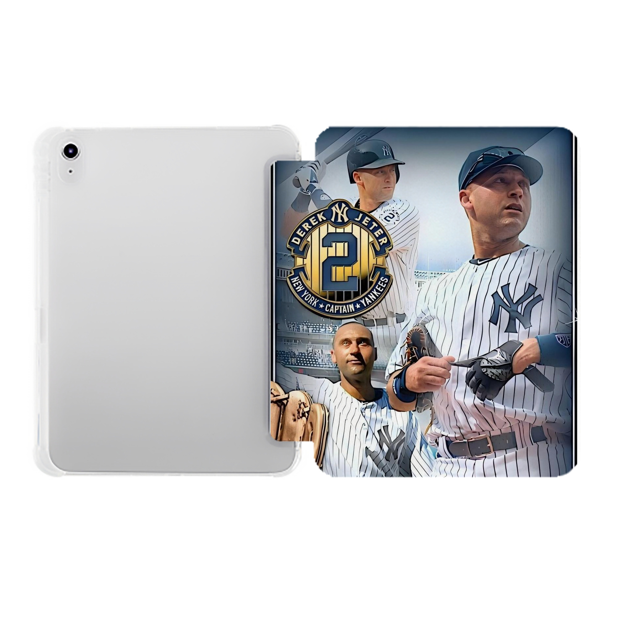Derek Jeter 40 Premium Tri-Fold PU Leather & Silicone IPad Case With Pencil Slot – Fits 9.5,10.5,10.9 – Adjustable Stand, Slim, Protective